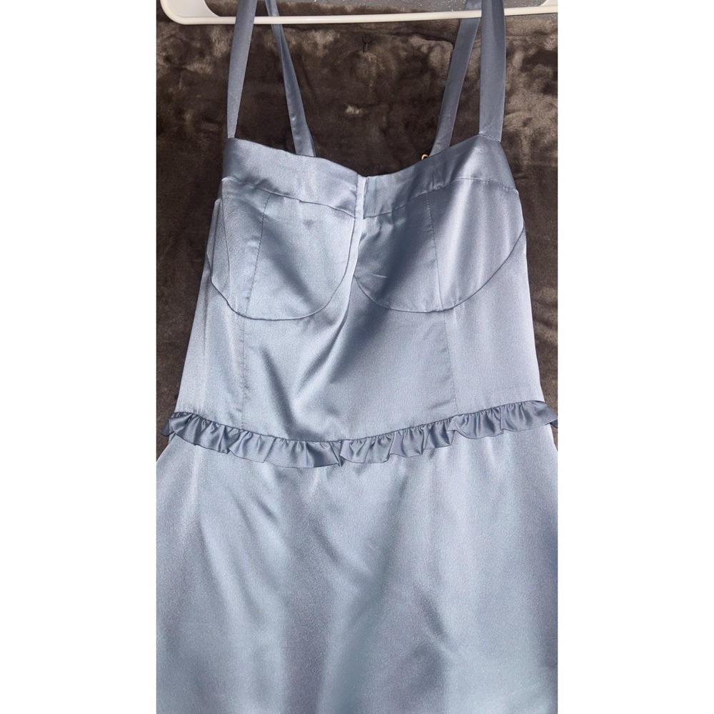 Show Me Your Mumu Lady Corset Dress Womens XL Steel Blue Luxe Satin Self Lined - Picture 4 of 15